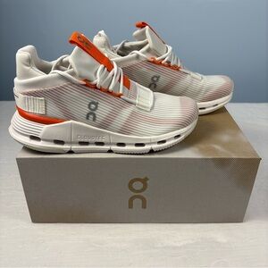 On Cloudnova Void Lightweight Running Shoes White w/ Flame Orange women’s 5.5
